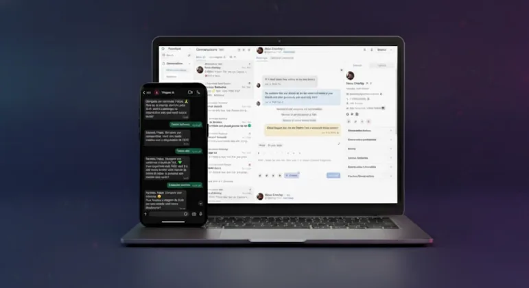 Mockup de dashboard de atendimento WhatsApp